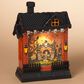 The Gerson Company 10" Lighted Spinning Water Globe Haunted House in Black and Orange, , large