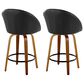 LumiSource Matisse 26" Swivel Counter Stool with Black Faux Leather Upholstery in Walnut and Black (Set of 2), , large