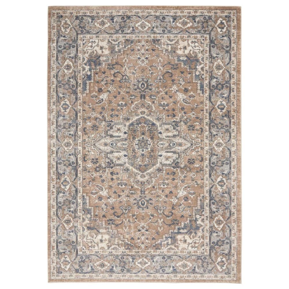Nourison Quarry QUA05 6" x 9" Beige and Grey Area Rug, , large