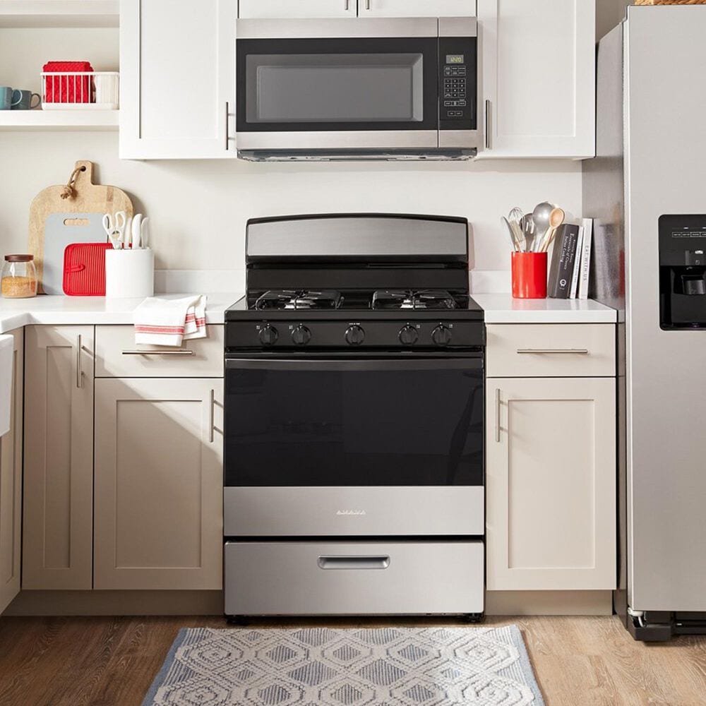Amana 30&quot; Freestanding Gas Range with Easy-Clean Glass Door in Stainless Steel, , large