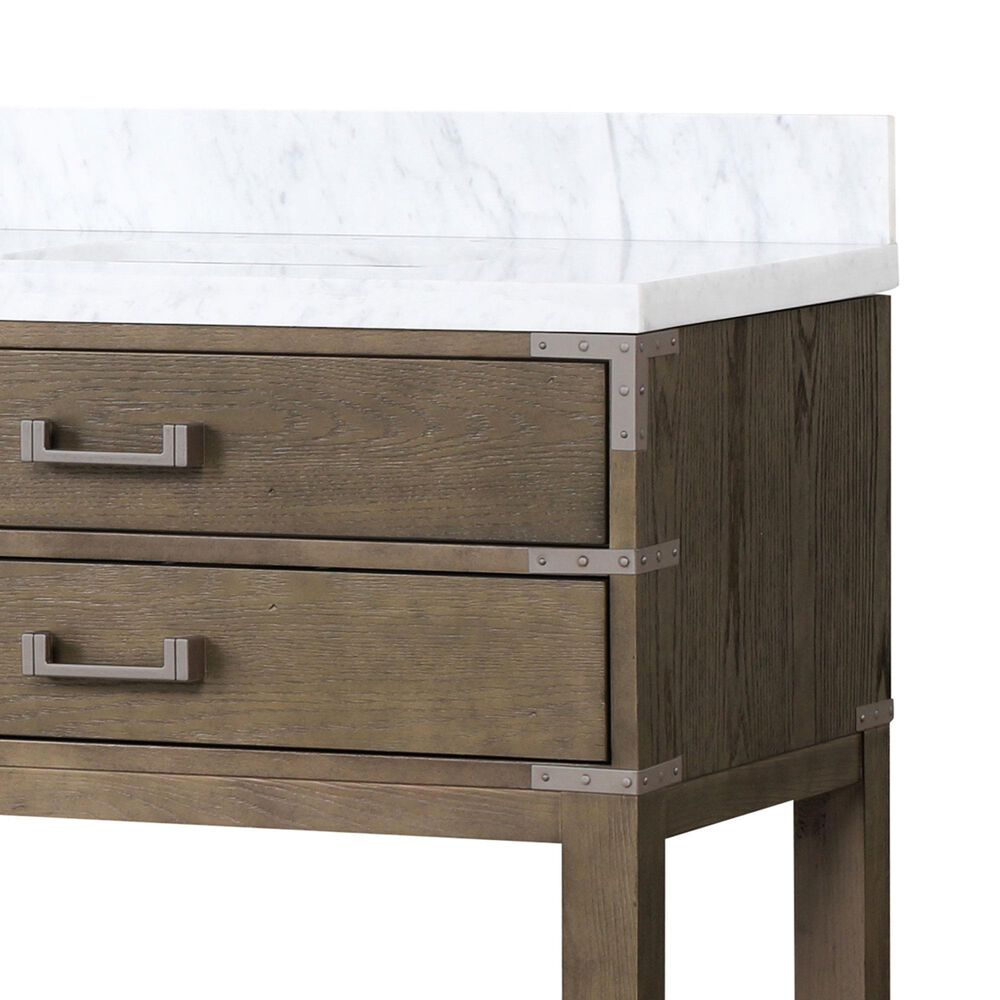 Lexora Home Norwalk 84&quot; Double Bathroom Vanity in Grey Oak with White Carrara Marble Top  and Rectangle Sink, , large