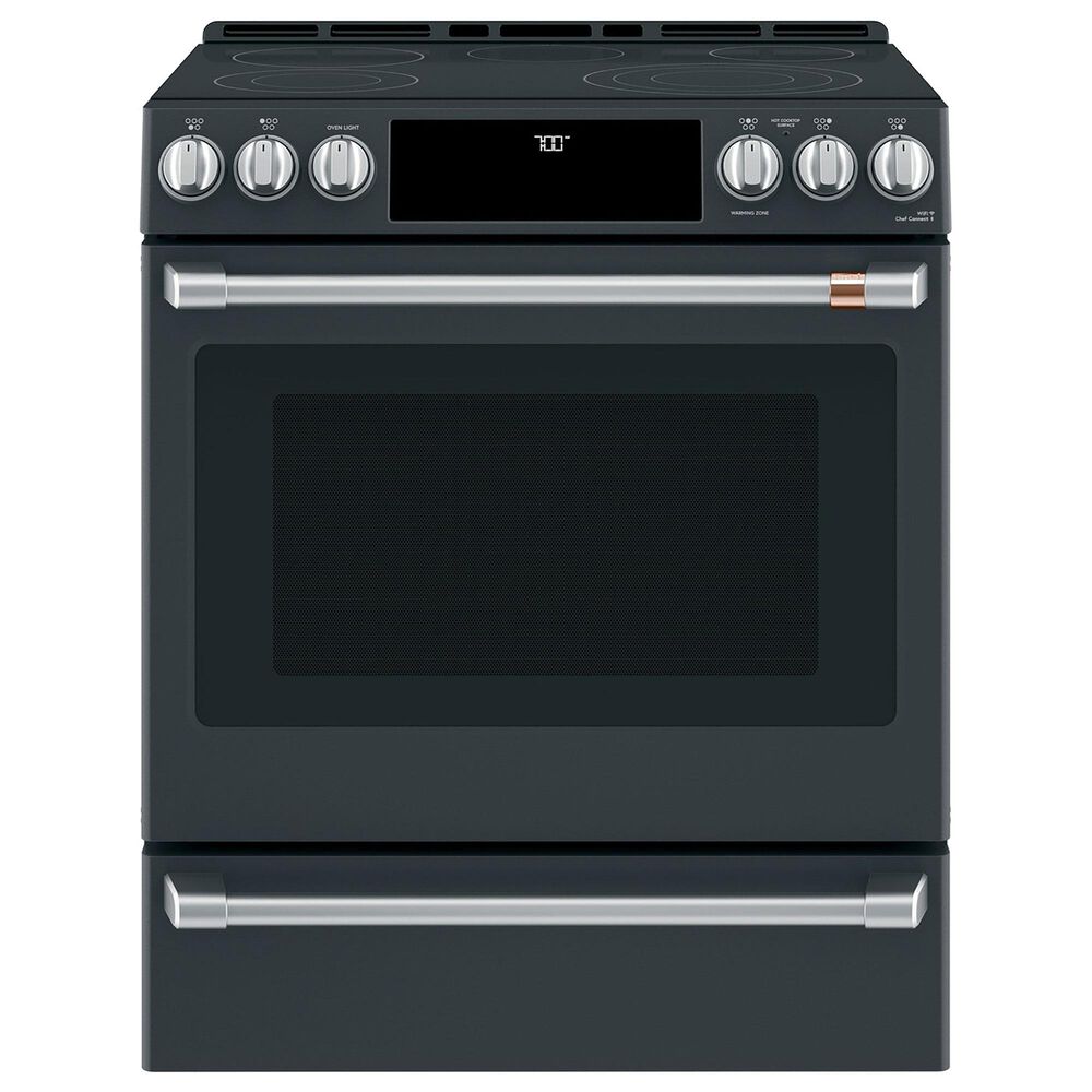Cafe 2-Piece Kitchen Package with 30&quot; Slide-In Range and 1.7 Cu. Ft. Microwave Oven in Matte Black, , large