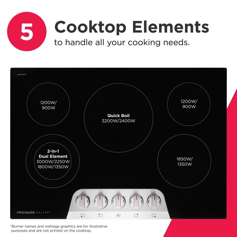 Frigidaire Gallery 30" Electric Cooktop with 5 Element in Black Stainless Steel, , large
