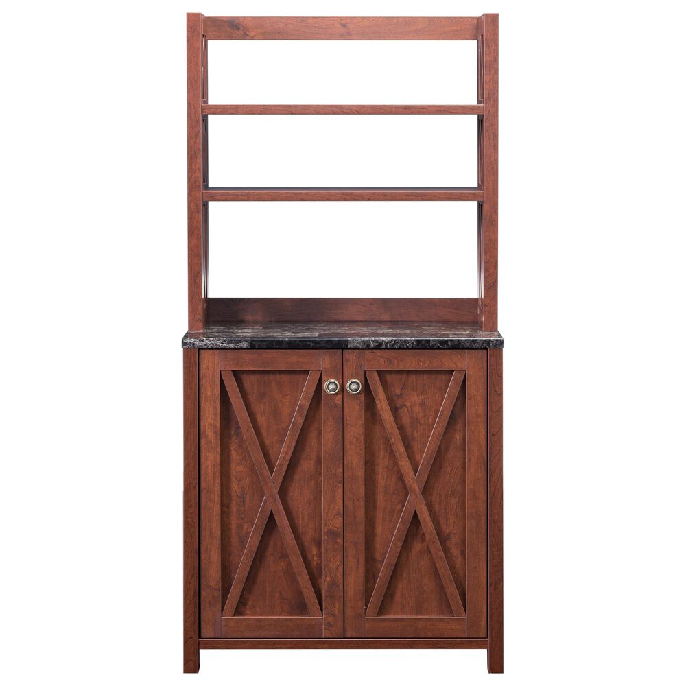 Furniture of America Plummer Kitchen Cabinet in Vintage Walnut, , large