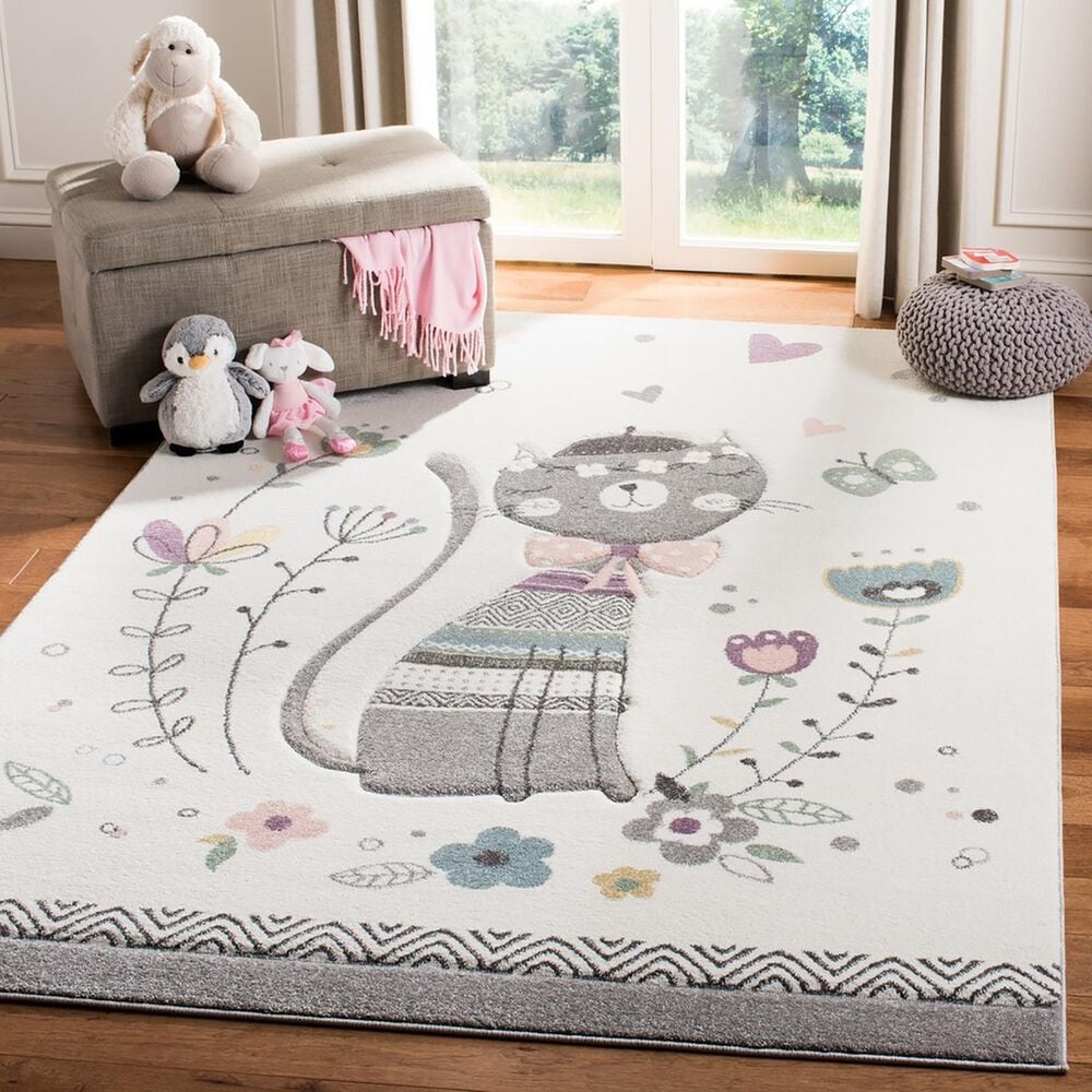 Safavieh Carousel CRK187 3&#39;3&quot; x 5&#39;3&quot; Ivory and Pink Kids  Area Rug, , large