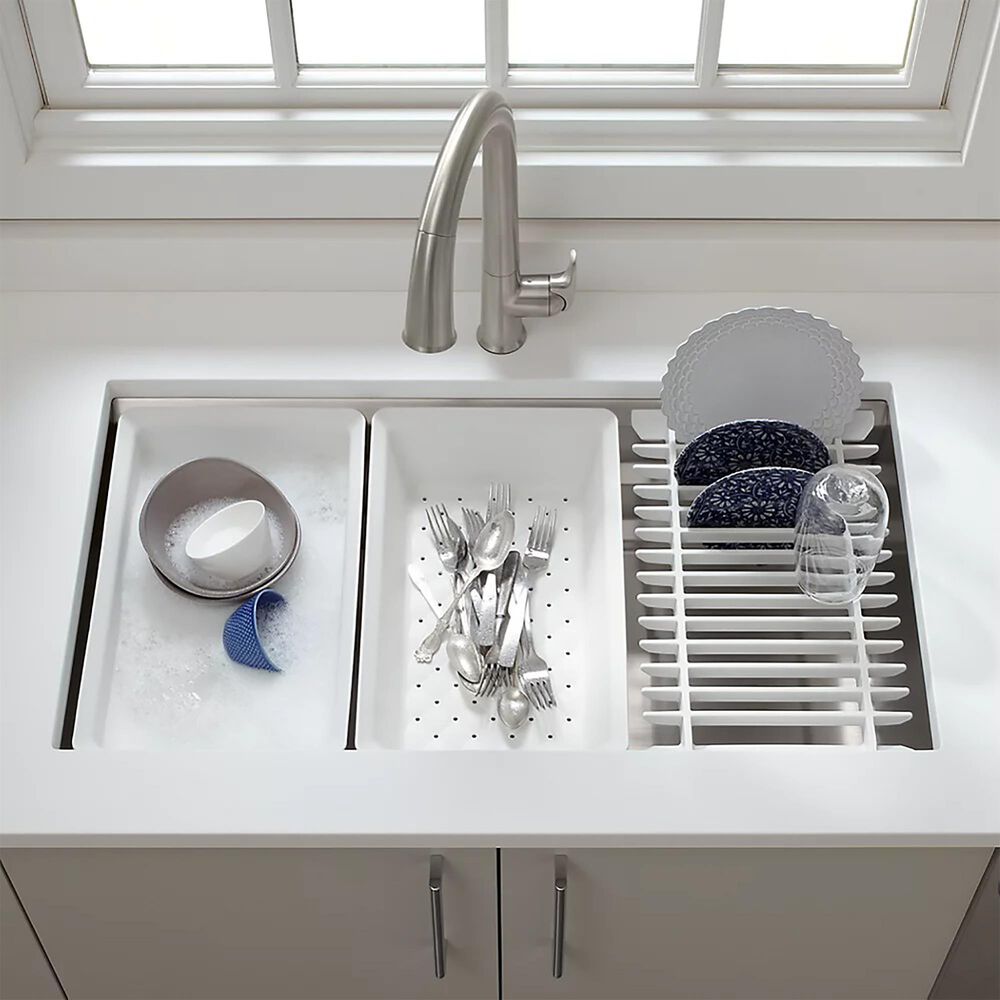 Kohler Prolific 33&quot; Undermount Single Bowl Workstation Kitchen Sink in Stainless Steel, , large
