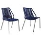Blue River Clip Outdoor Dining Chair with Blue Woven Seat in Black (Set of 2), , large