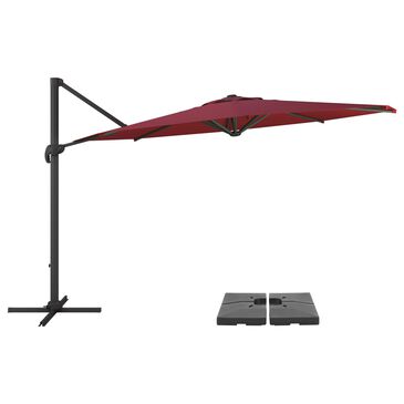 CorLiving 11.5" Wine Red Cantilever Umbrella with Dark Grey Base, , large