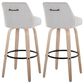 LumiSource Hannah Swivel Bar Stool with Grey Fabric Upholstery in Whitewashed and Black (Set of 2), , large