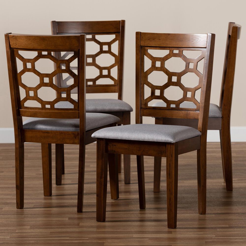 Baxton Studio Peter Side Chair in Walnut Brown (Set of 4), , large