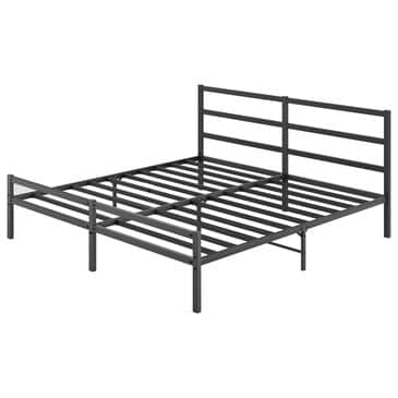 Hearth and Haven King Platform Bed with Sturdy Metal Frame and Headboard in Black, , large