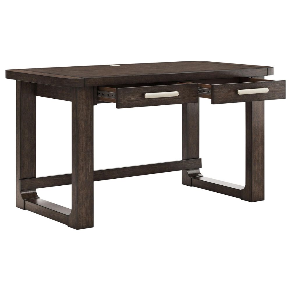 Ashley Breckington 3-Piece Desk with Bookcase and Chair Set in Dark Brown, , large