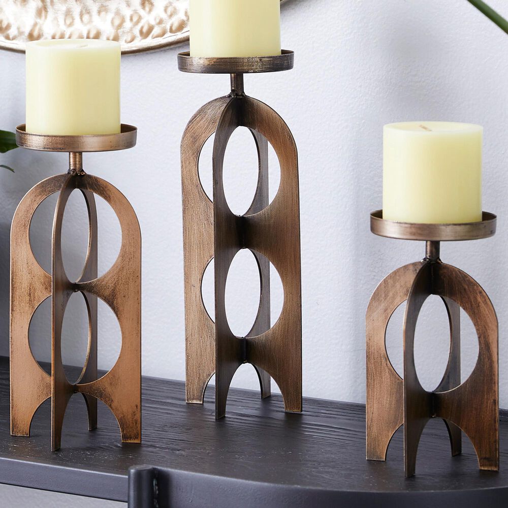 Maple and Jade Contemporary Candle Holder in Gold &#40;Set of 3&#41;, , large