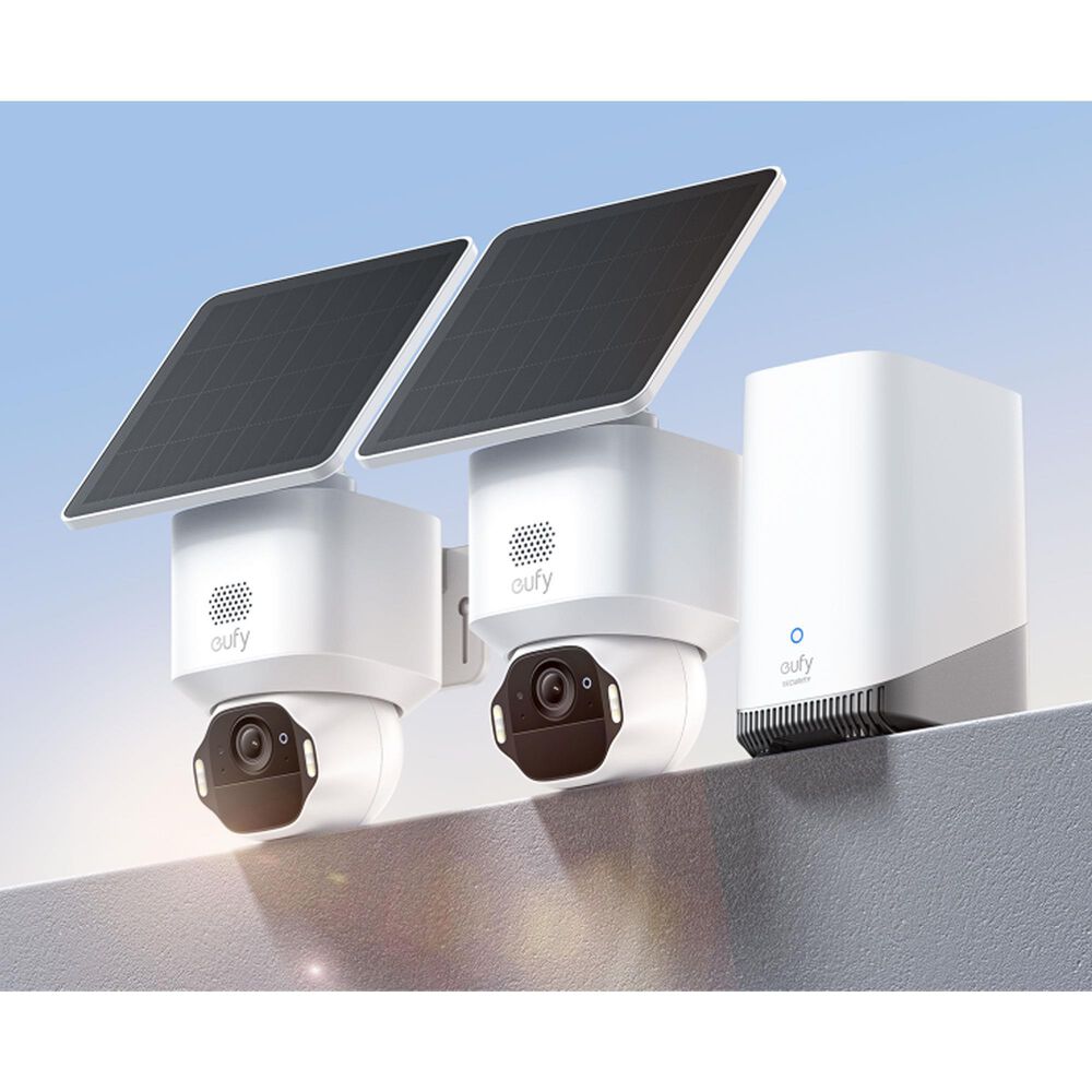 eufy SoloCam E42 2-Cam Kit 4K UHD Outdoor Solar-Powered Security Cameras with HomeBase S380 in White, , large