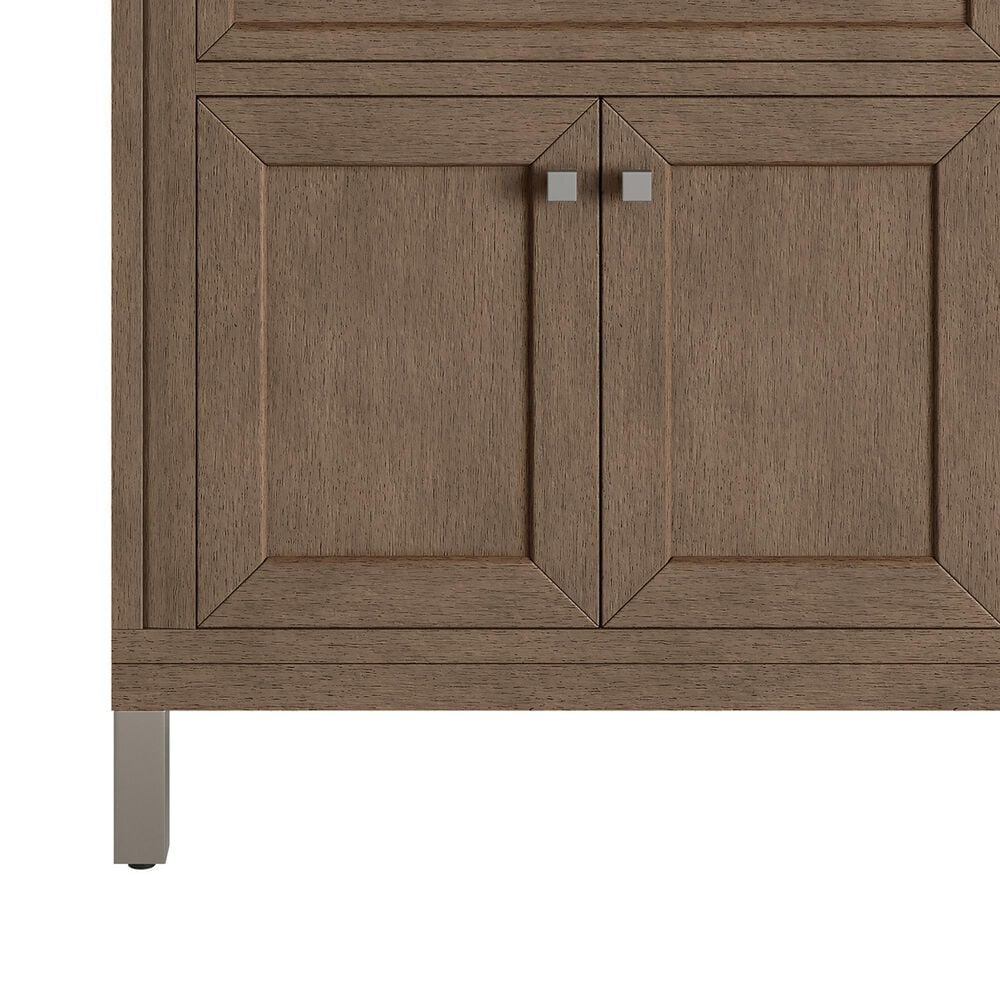 James Martin Vanities Chicago 30&quot; Single Bathroom Vanity in Whitewashed Walnut with Single Hole 3 cm White Zeus Quartz Top and Rectangular Sink, , large