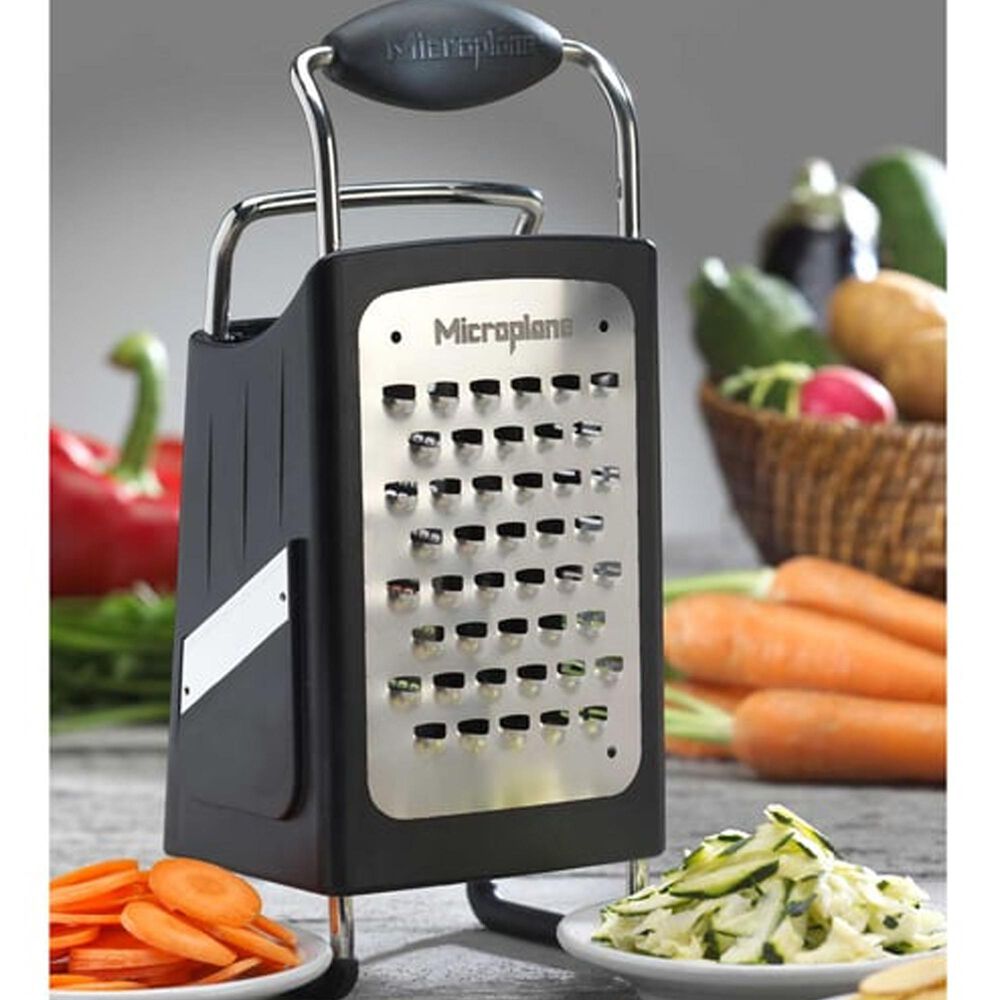 Microplane 4-Sided Box Grater in Black and Stainless Steel, , large