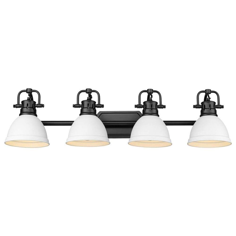 Golden Lighting Duncan 4-Light Vanity Light with Matte White Shade in Matte Black, , large