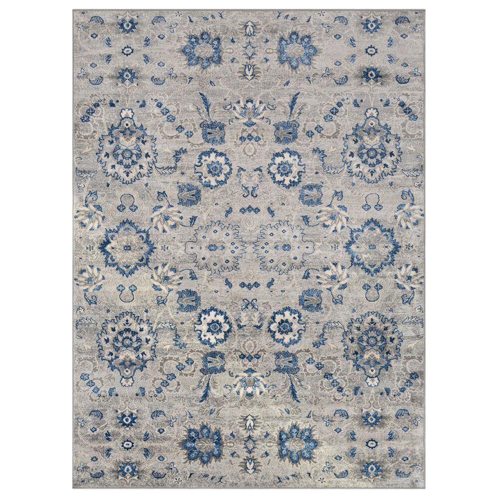Surya Monaco MOC-2308 5'3" x 7'3" Gray, Silver, Bright Blue, Navy and Cream Area Rug, , large