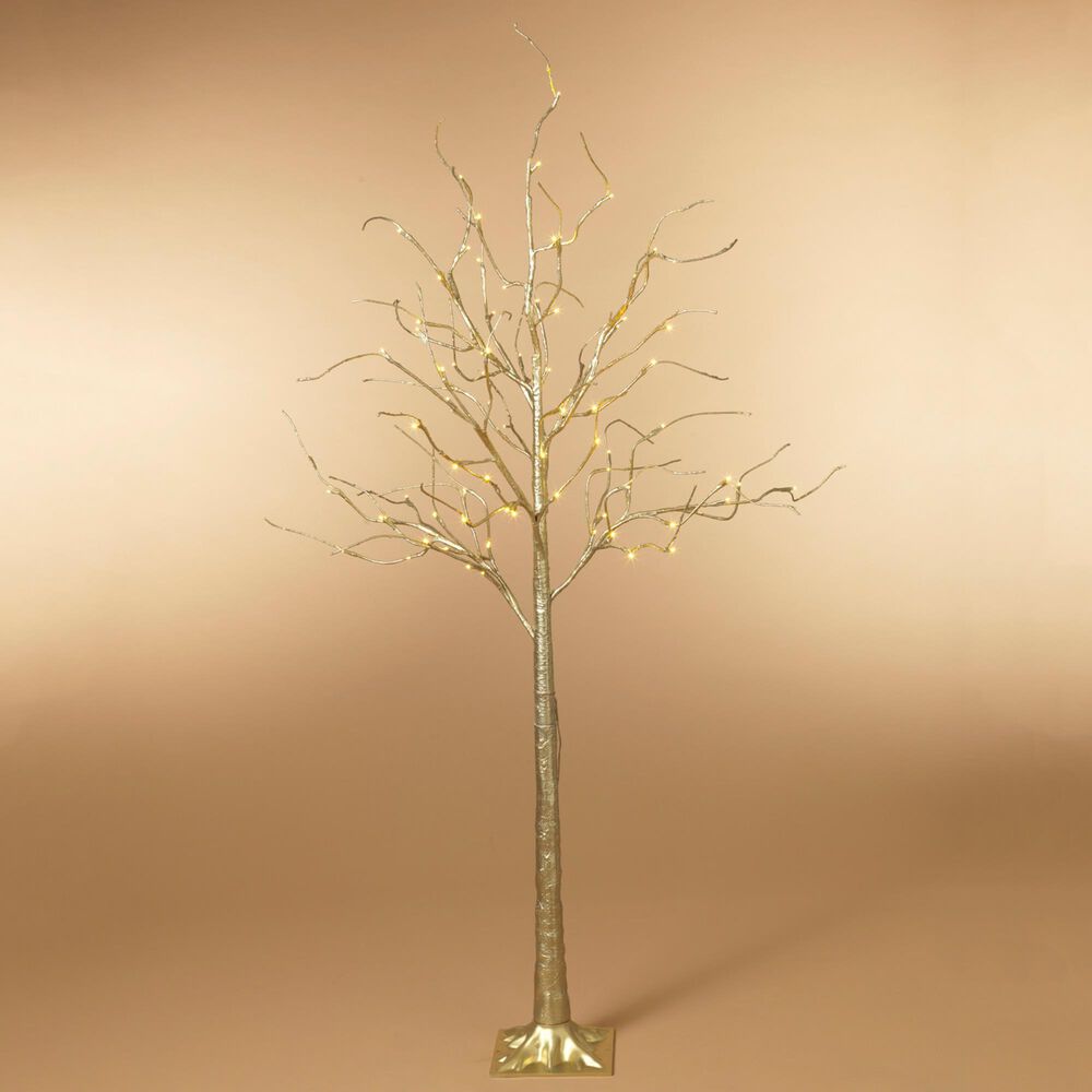The Gerson Company 70.8" Tree with 88 LED White Lights in Gold, , large