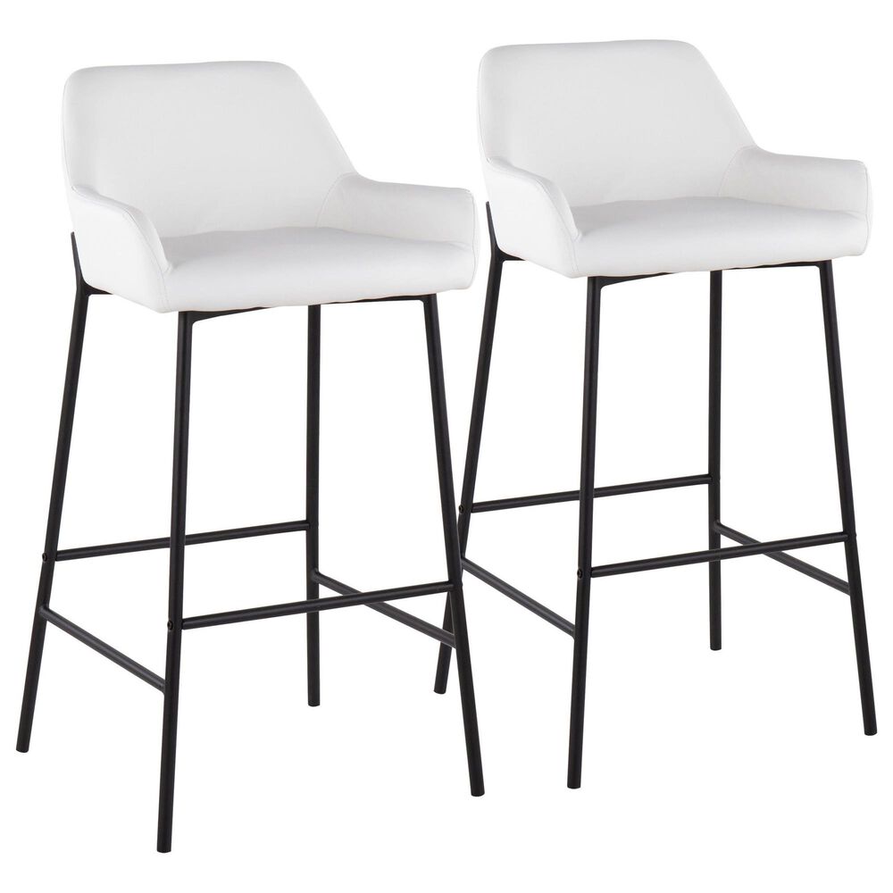 LumiSource Daniella Bar Stool with White Upholstery in Black (Set of 2), , large