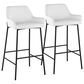 LumiSource Daniella Bar Stool with White Upholstery in Black (Set of 2), , large