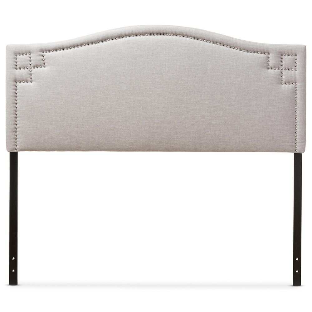 Baxton Studio Aubrey King Upholstered Headboard in Greyish Beige, , large