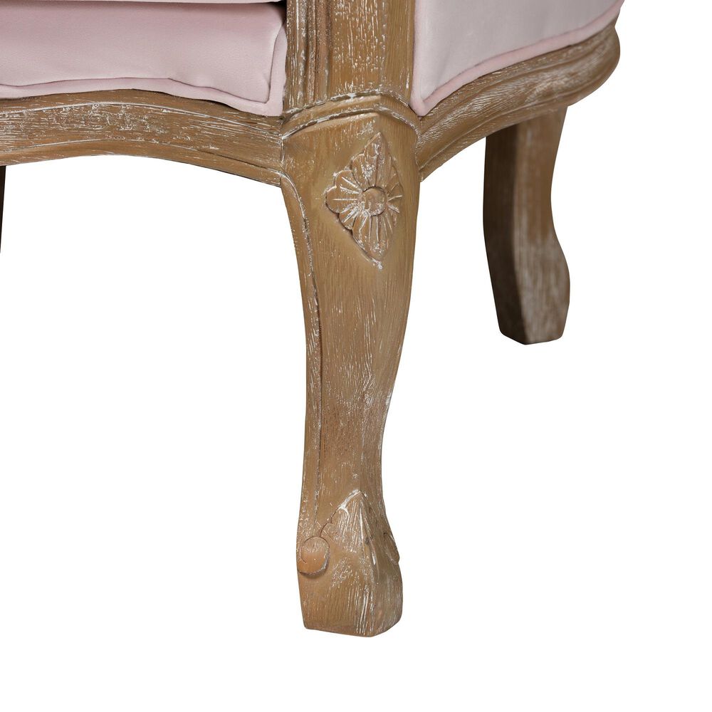 Baxton Studio Genevieve Arm Chair in Light Pink, , large