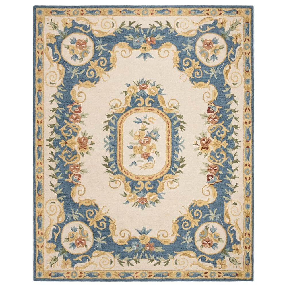 Safavieh Micro-Loop 8" x 10" Cream and Blue Area Rug, , large