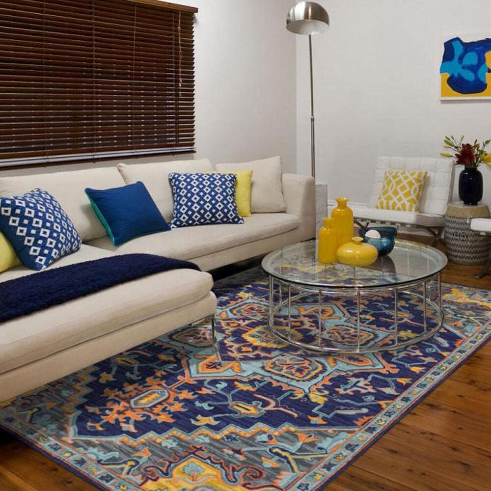 Amer Rugs Boho 8&#39; x 11&#39; Blue and Orange Area Rug, , large