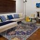 Amer Rugs Boho 8" x 11" Blue and Orange Area Rug, , large
