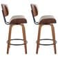 LumiSource Lombardi 26" Swivel Counter Stool with Cream Faux Leather Upholstery in Walnut and Black (Set of 2), , large