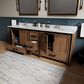 Lexora Home Ziva 84" Double Bathroom Vanity in Rustic Barnwood with 2 cm White Quartz Top and Rectangular Sinks, , large