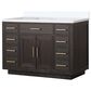Lexora Home Abbey 48" Single Bathroom Vanity in Brown Oak with 2 cm White Cultured Marble Top and Rectangular Sink, , large