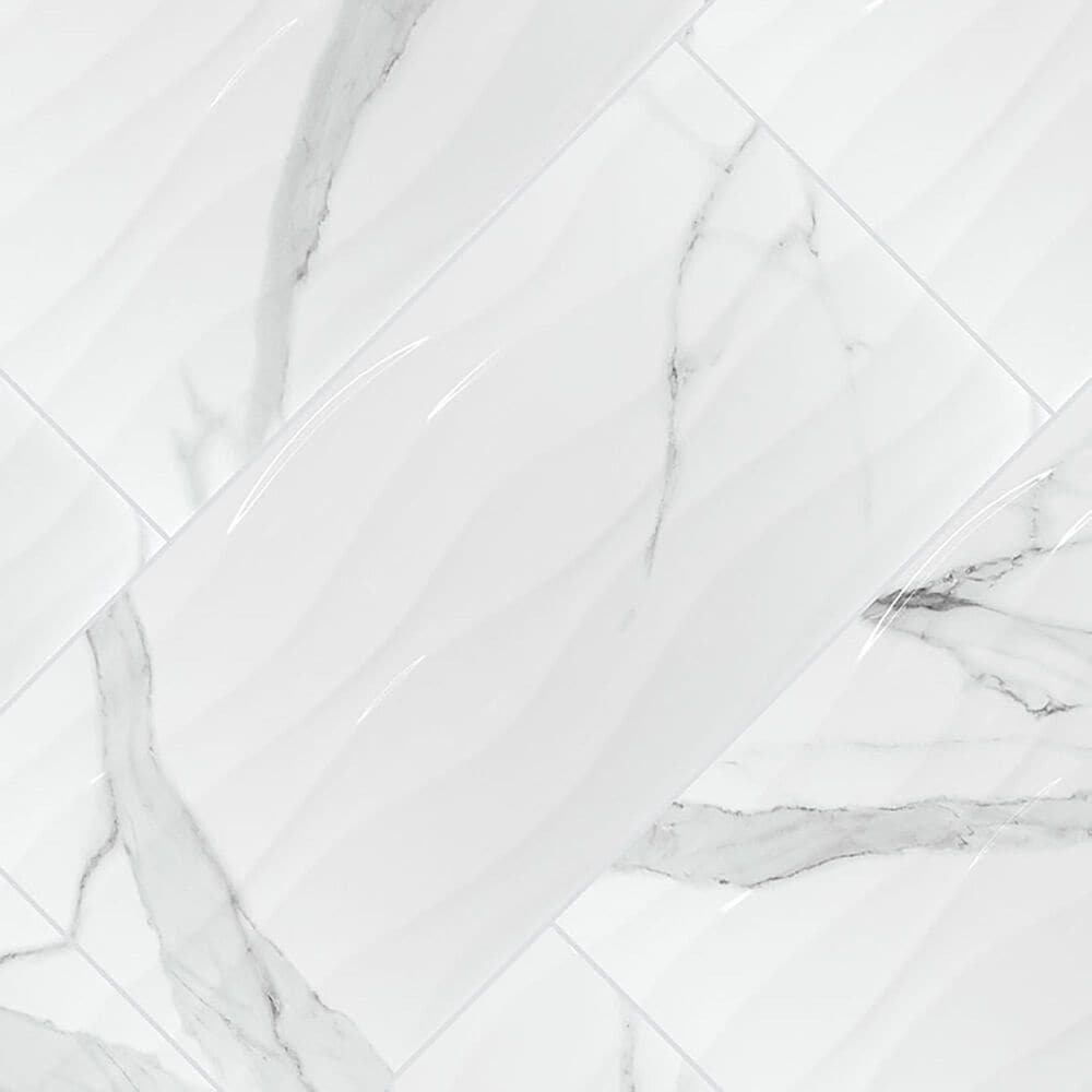 MS International Dymo Statuary Wavy White 12&quot; x 24&quot; Ceramic Tile, , large