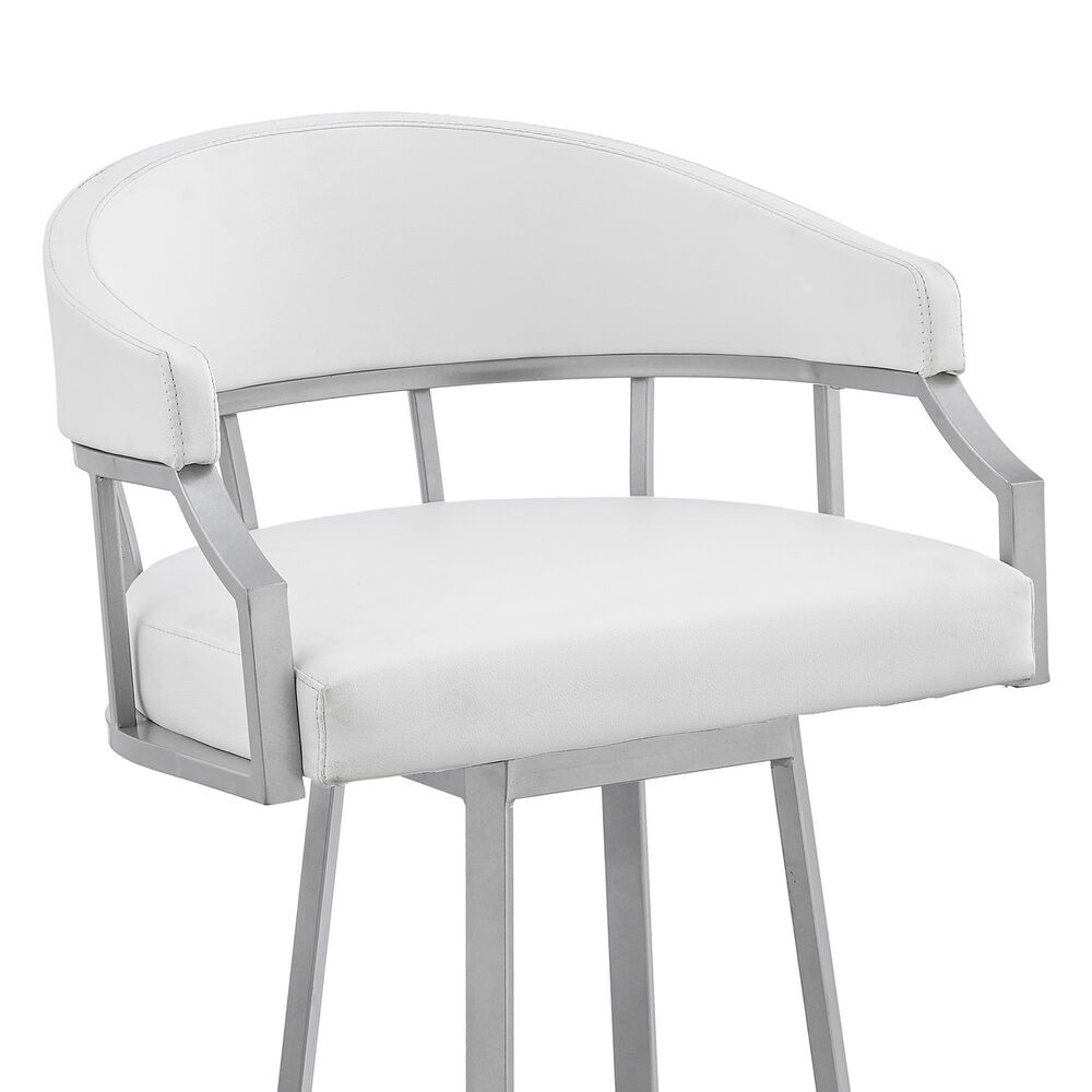 Blue River Valerie 30&quot; Swivel Barstool with White Cushion in Silver, , large