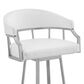 Blue River Valerie 30" Swivel Barstool with White Cushion in Silver, , large