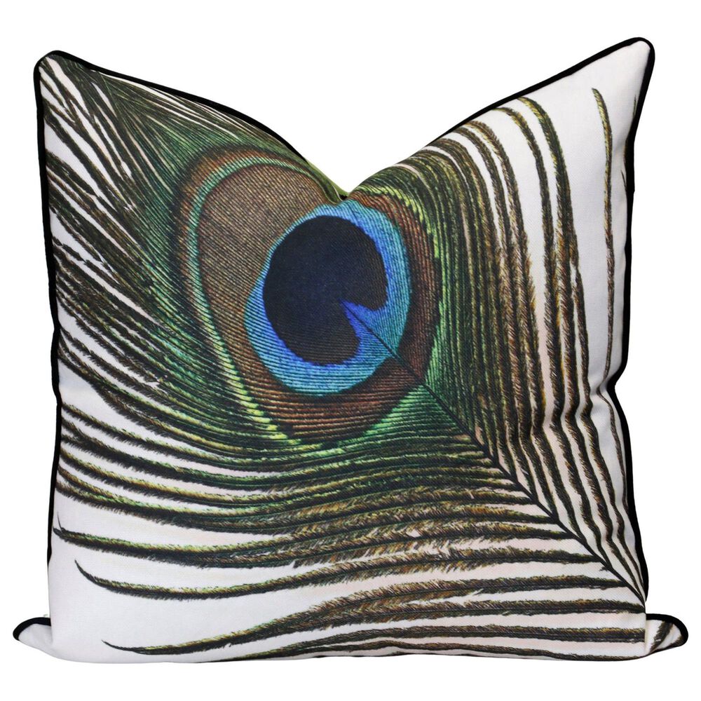 Flair Industries Peacock 24" x 24" Throw Pillow in Multicolor, , large