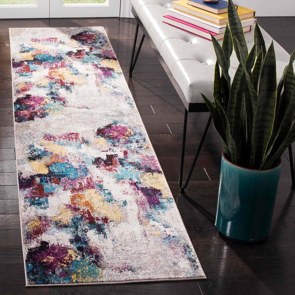 Safavieh Aria 2&#39; x 8&#39; Grey and Wine Runner, , large