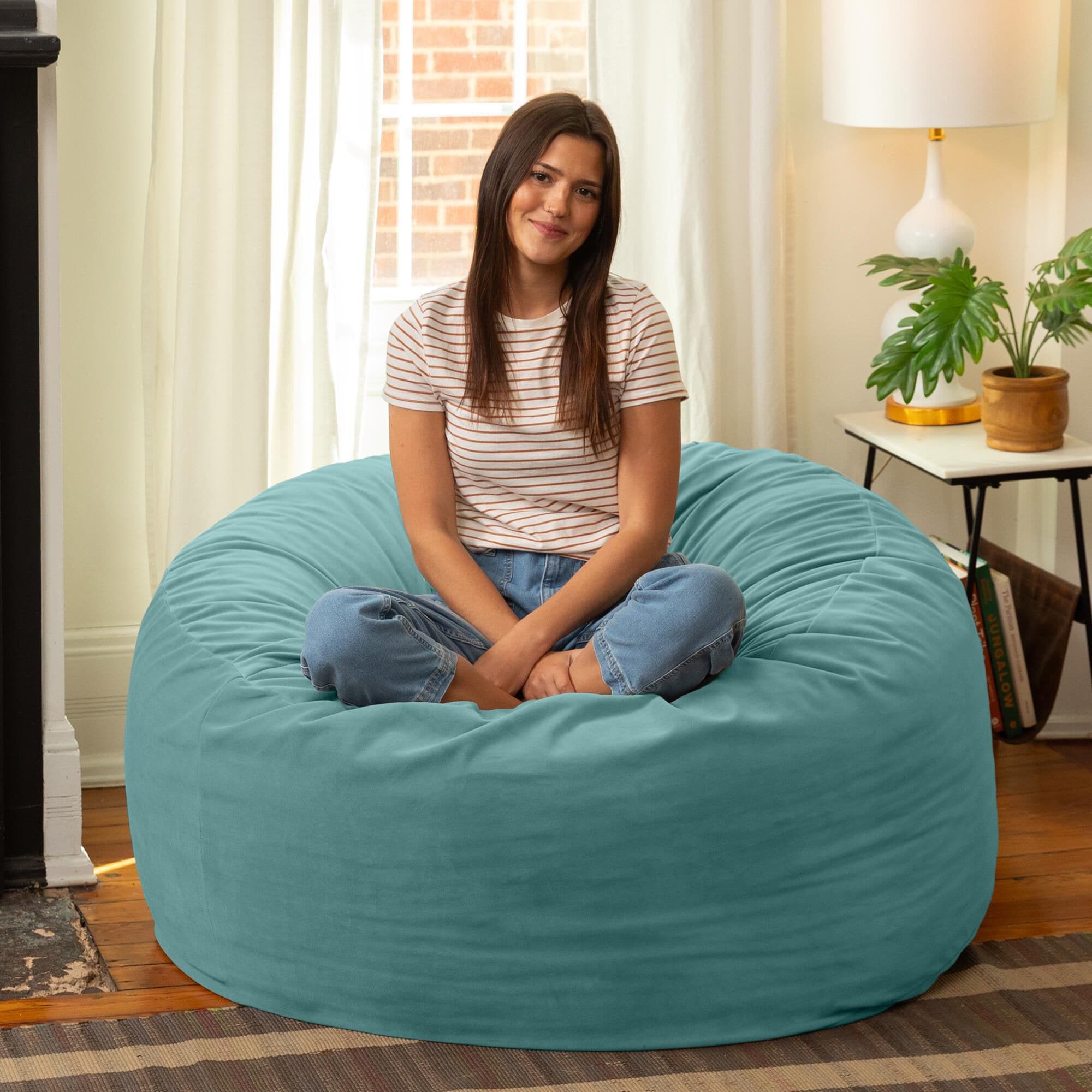 Jaxx Saxx 4' Large Round Bean Bag Chair in Turquoise