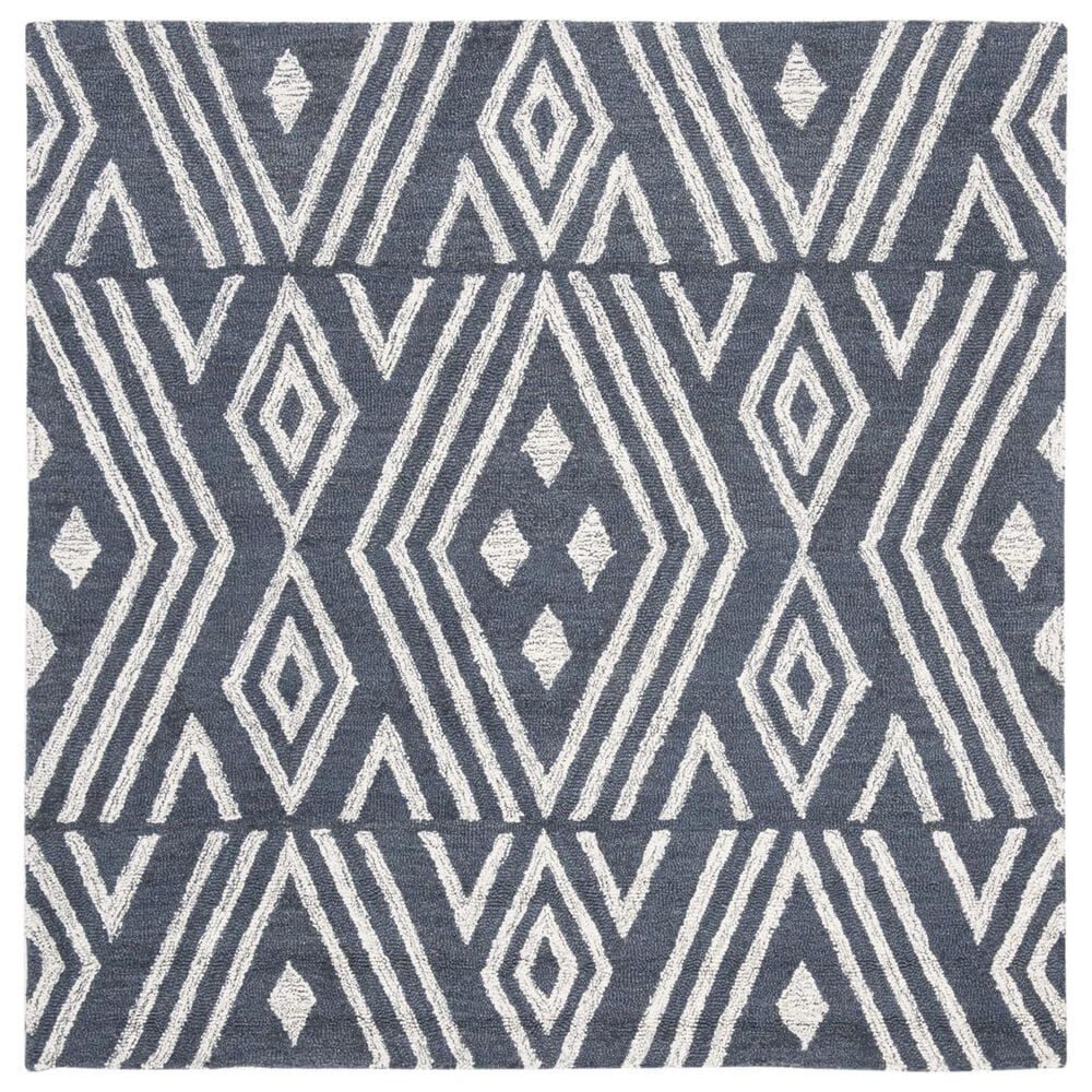 Safavieh Micro-Loop 5" Square Navy and Blue Area Rug, , large