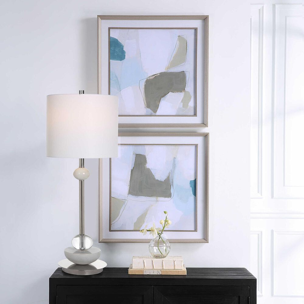 Uttermost Mist Shapes 25&quot; x 25&quot; Framed Print in Blue and Gray &#40;Set of 2&#41;, , large