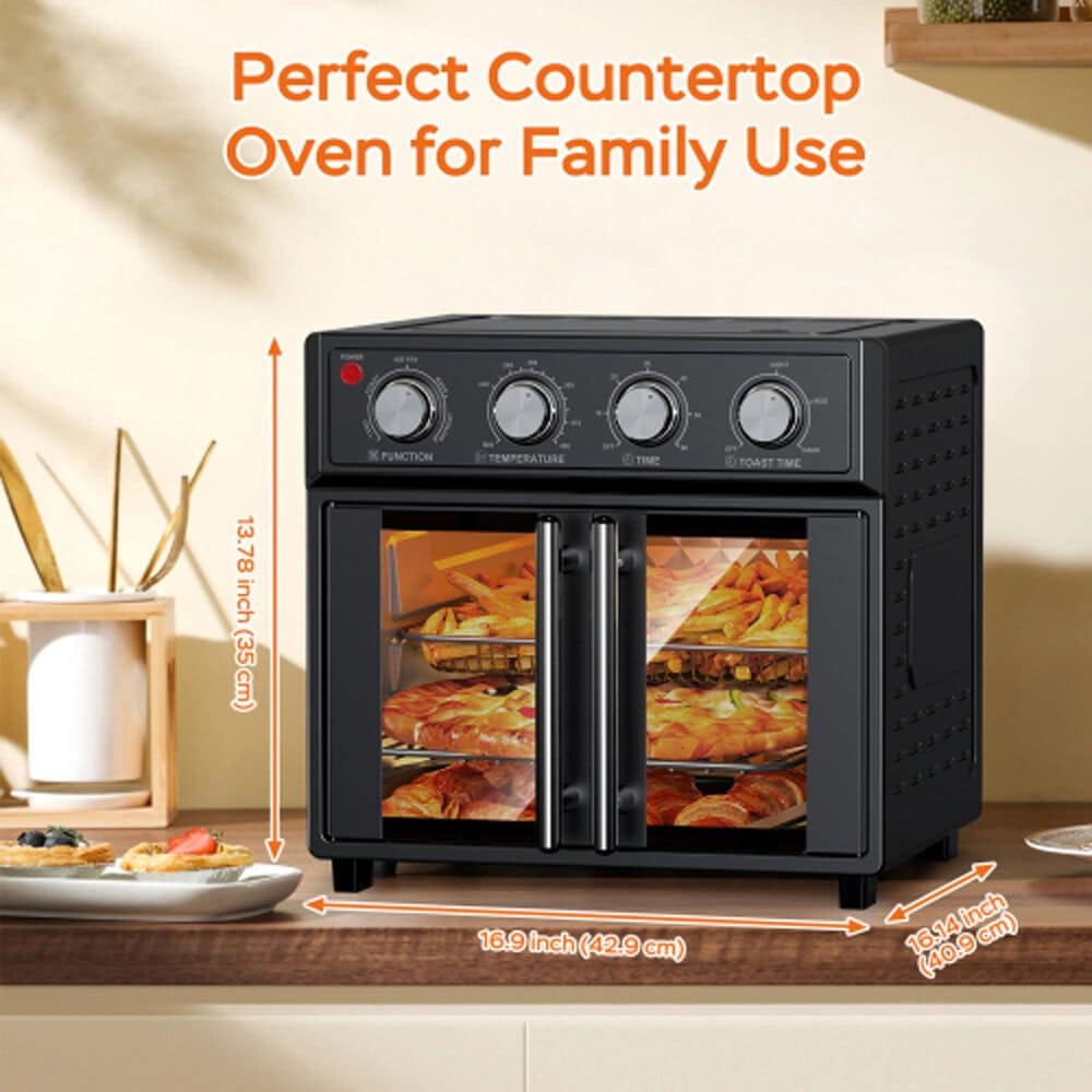HOMLUX 26 Qt Air Fryer Toaster Oven in Black, , large