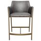 37B Bernadette Counter Stool with Kendall Grey Faux Leather Cushion and Antique Brass Finish, , large