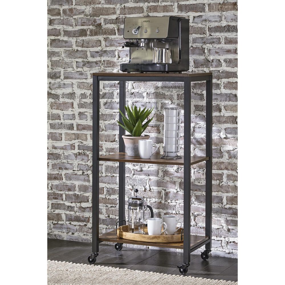 Ashley Bevinfield Bar Cart in Antiqued Brown and Black, , large