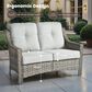 HOMLUX Outdoor Rattan Loveseat with Ergonomic in Gray, , large