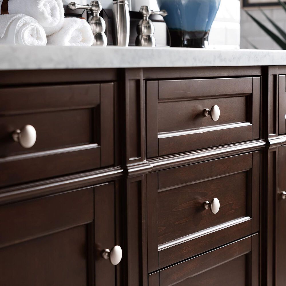 James Martin Vanities Brittany 60&quot; Double Bathroom Vanity in Burnished Mahogany with 3 cm Arctic Fall Solid Surface Top, , large