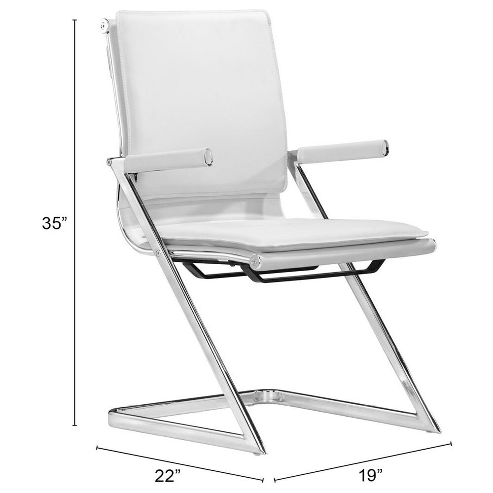 Zuo Modern Lider Plus Conference Chair in White and Silver &#40;Set of 2&#41;, , large