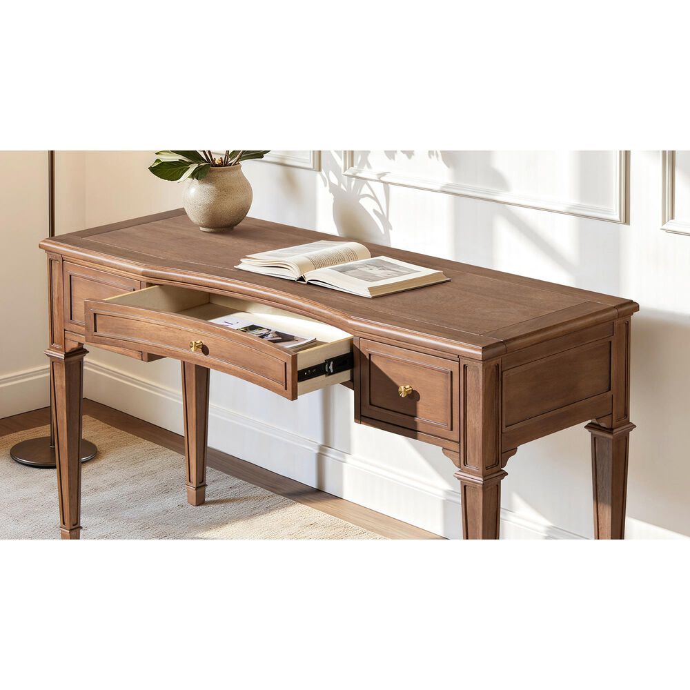 Jennifer Taylor Home Dauphin 55" 3-Drawer Executive Desk in Brown, , large