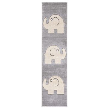 Safavieh Carousel CRK165 2" x 8" Grey and Ivory Kids Runner, , large