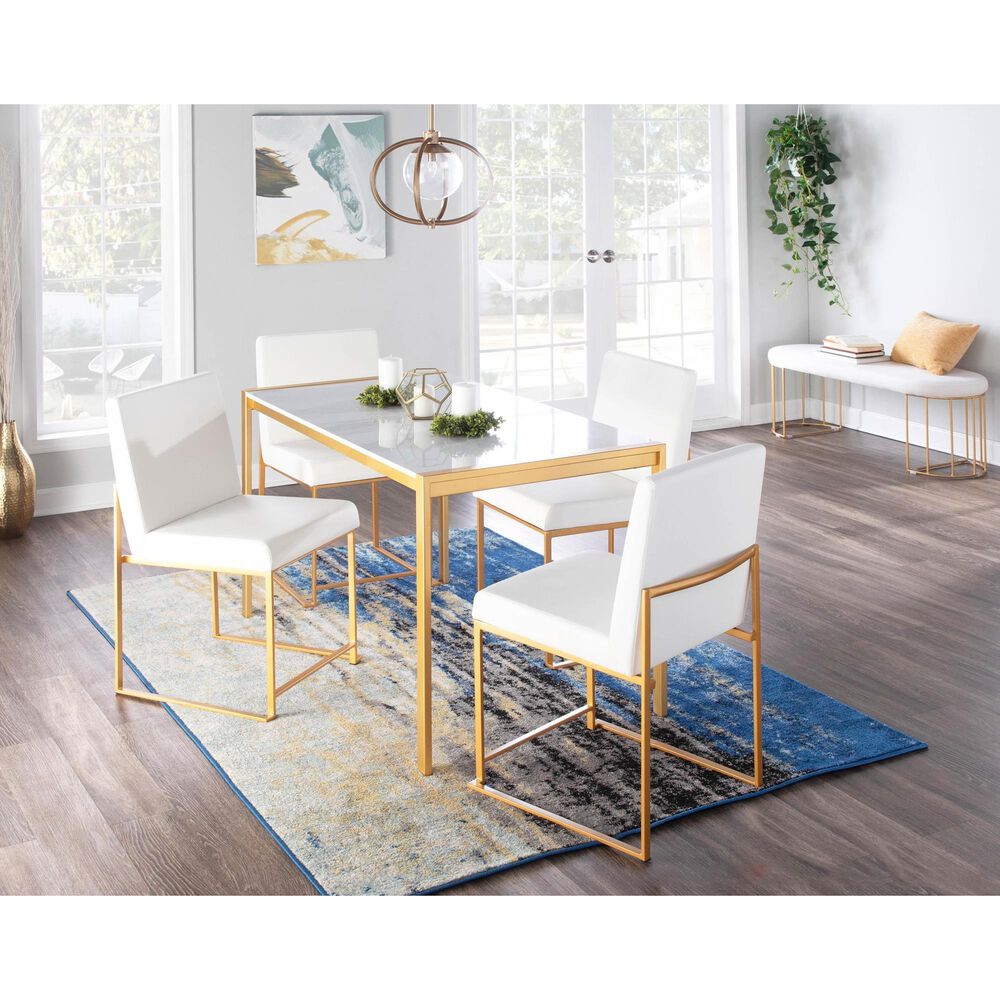 Lumisource Fuji Side Chair with White Cushion in Gold (Set of 2), , large